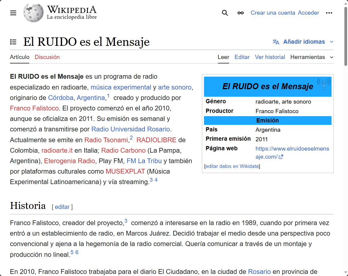 Wikipedia, El RUIDO es el Mensaje. 2024